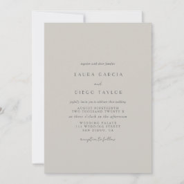 Taupe Formal Modern Script Wedding Einladung