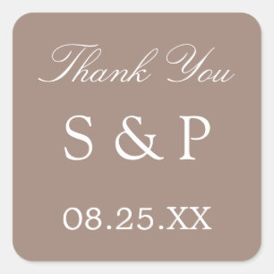 Taupe Gastgeschenk Hochzeit Dankeschön Sticker