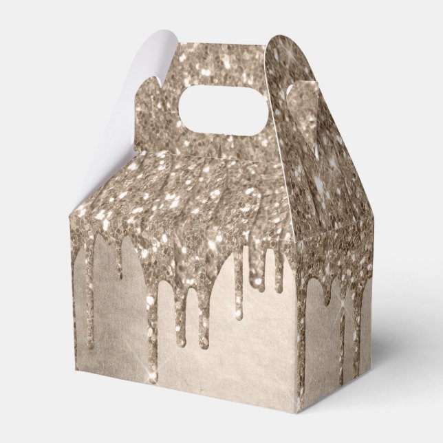 Taupe-Glitzer | Champagne Gold Drizzle Geschenkschachtel (Vorderseite)
