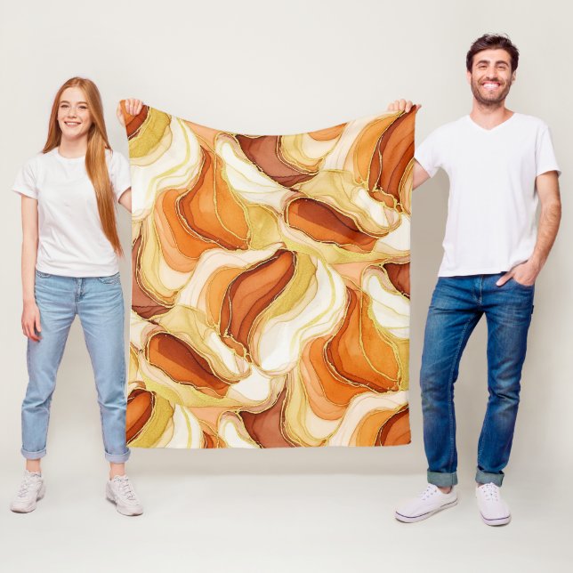 Taupe Gold Fluid Marmor Stein Abstrakt Fleecedecke (Beispiel)