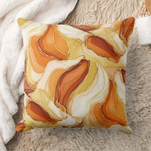 Taupe Gold Fluid Marmor Stein Abstrakt Kissen