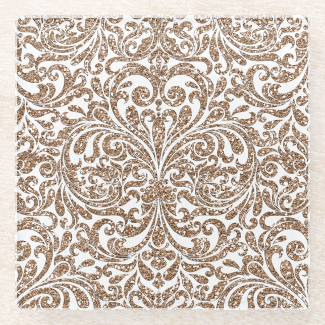 Taupe Gold Glitzer Untersetzer (Vorderseite)