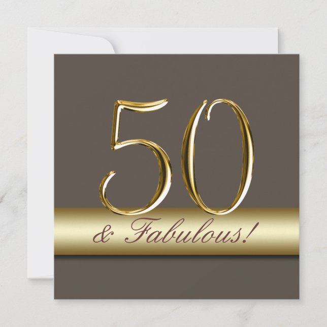Taupe Gold Simple 50e anniversaire Invitation (Devant)