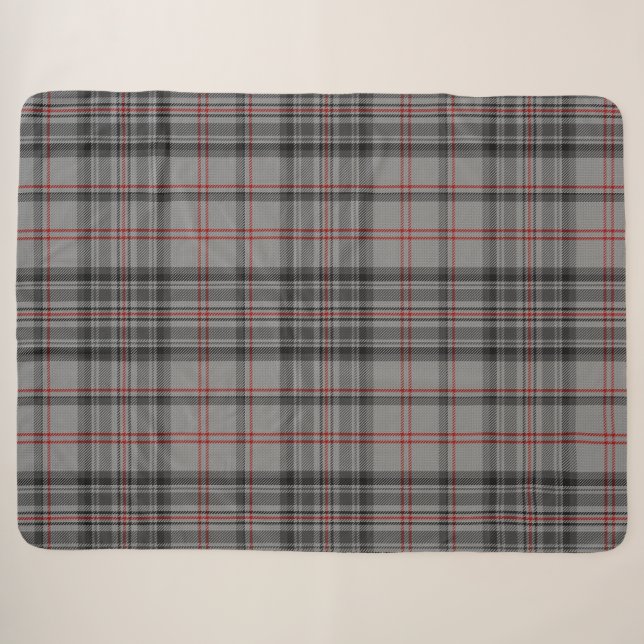 Taupe Gray Black Red Tartan Kariert Sherpadecke (Vorderseite (Horizontal))