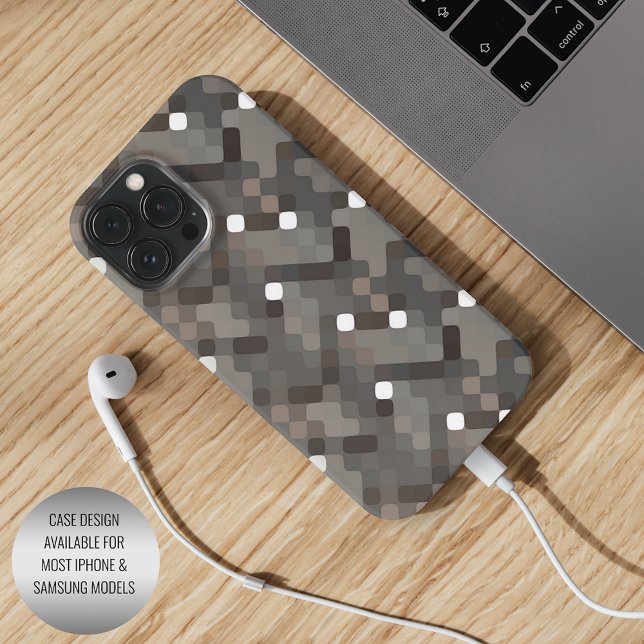 Taupe Gray Brown Black Midcent Pixel Pattern iPhone 13 Pro Max Hülle (Von Creator hochgeladen)