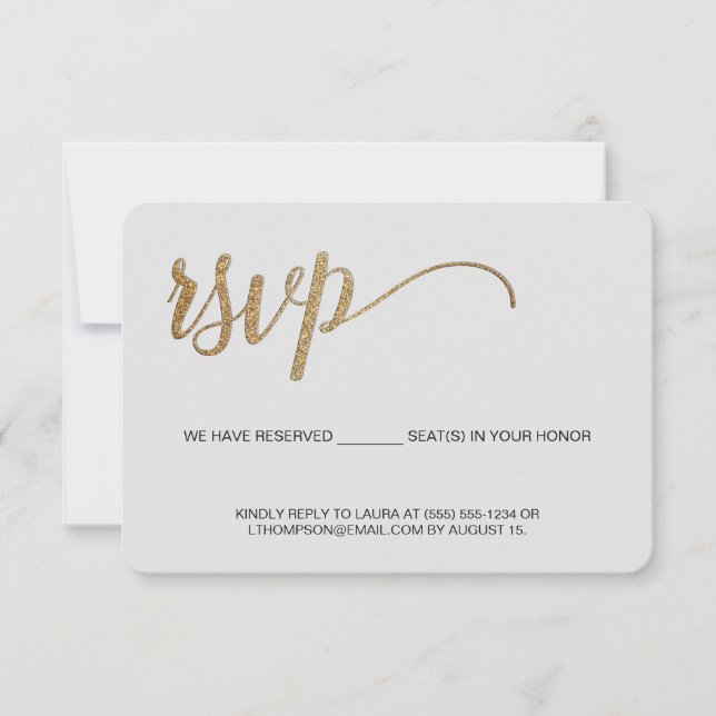 Taupe gray Gold UAWG no email Reservierte Sitzecke RSVP Karte (Vorderseite)