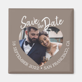 Taupe Gray Photo Modern Script Save the Date Magnet