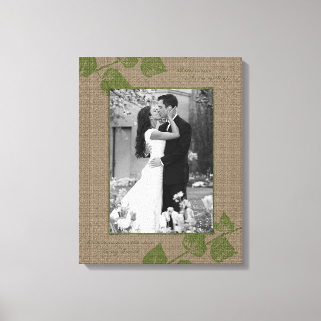 Taupe Green Blätter Portrait Foto Template Bild Leinwanddruck (Vorderseite)