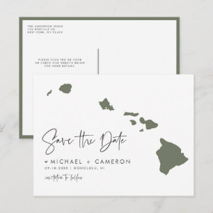 Taupe Green Hawaii Staat Karte QR-Code Save the Da