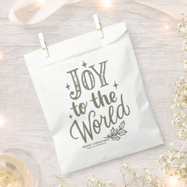 Taupe Green Joy to the World Christmas Lettering Geschenktütchen