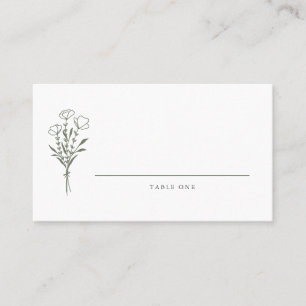 Taupe Green Minimalistisch Floral Bouquet Wedding Platzkarte