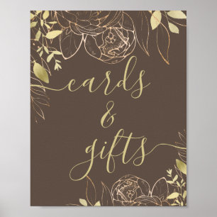Taupe Greige & Gold Moderne Blumenkarten & Geschen Poster