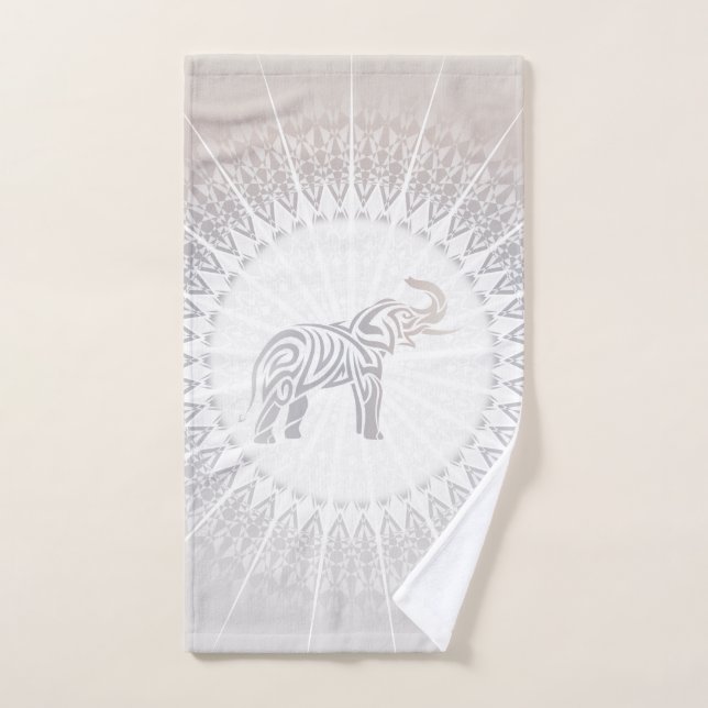 Taupe Grey Elephant Mandala (Serviette à main)