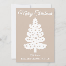 Taupe handgeschriebenes Skript Weihnachtsbaum Feiertagskarte