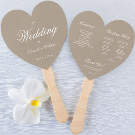 Taupe Heart Elegantes Hochzeitsprogramm für Kallig Fächer