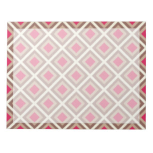 Taupe, Hellbraun, Hot Pink Ikat Diamanten STaylor Notizblock
