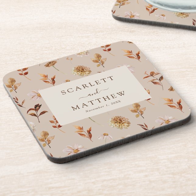 Taupe Herbstlaubs Untersetzer (Taupe Fall Leaves Wedding Favor Coaster by Painted Paperie
)