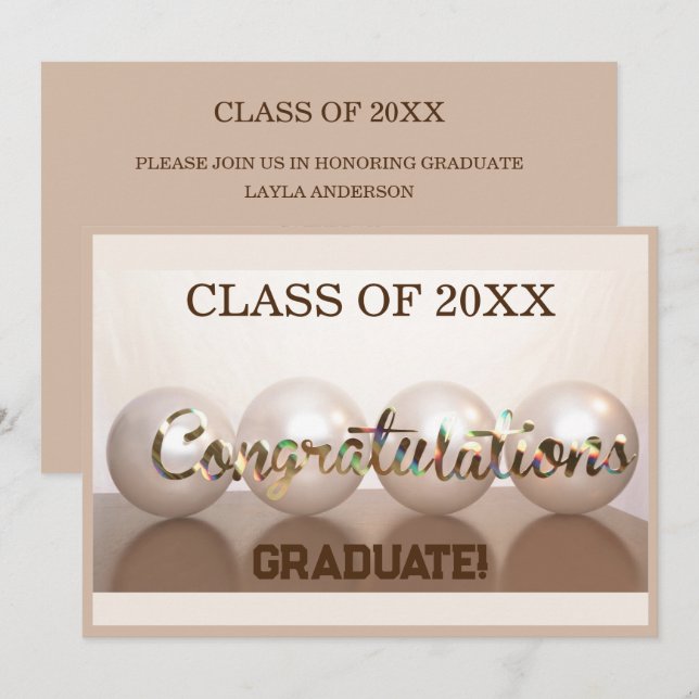 Taupe Herzlichen Glückwunsch Graduate Abschluss Ba Einladung (Vorne/Hinten)
