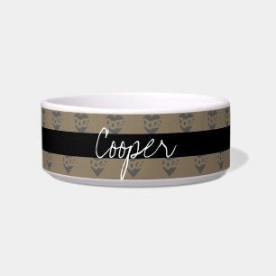 Taupe Hunde Herz Muster Individuelle Name Hund Hau Napf