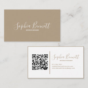 Taupe I Moderne & Minimalistische QR-Code-Visitenk Visitenkarte