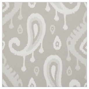 Taupe Ikat Paisley Große Skala Stoff