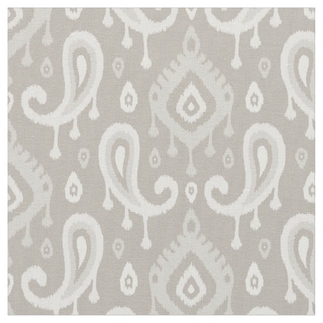 Taupe Ikat Paisley Stoff (Nahaufnahme)