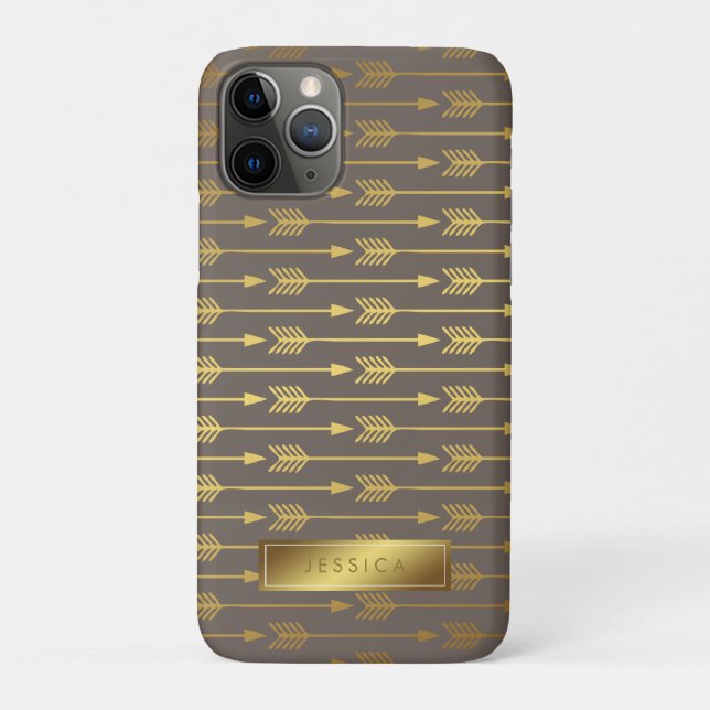 Taupe-Imitat-Muster für goldene Pfeile Case-Mate iPhone Hülle (Rückseite)