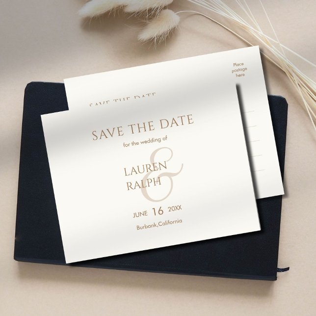Taupe & Ivory Faire-part de mariage "Save The Date (Créateur téléchargé)
