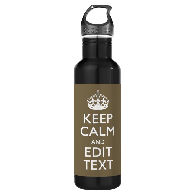 Taupe Kaffee Behalte Ruhe und Ihren Text leicht Trinkflasche (Vorderseite)