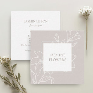 Taupe légère   Étiquette floral chic