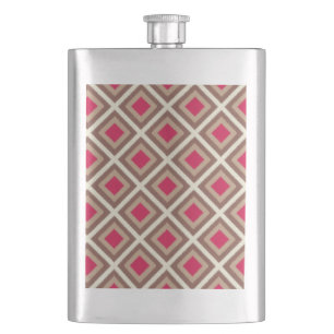 Taupe, leichte Taupe, Hot Pink Ikat Diamonds STayl Flachmann
