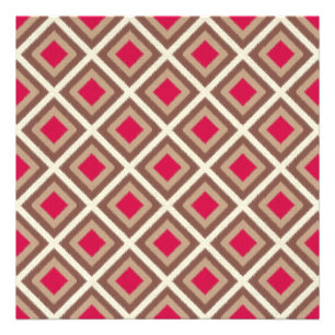 Taupe, leichte Taupe, Hot Pink Ikat Diamonds STayl Fotodruck