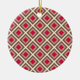 Taupe, leichte Taupe, Hot Pink Ikat Diamonds STayl Keramikornament
