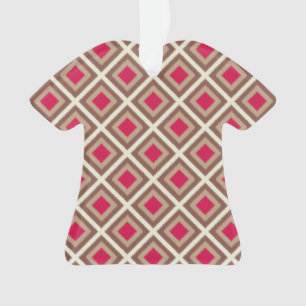 Taupe, leichte Taupe, Hot Pink Ikat Diamonds STayl Ornament