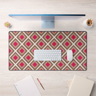 Taupe, leichte Taupe, Hot Pink Ikat Diamonds STayl Schreibtischunterlage