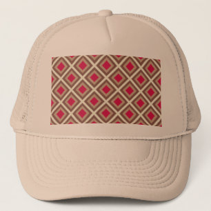 Taupe, leichte Taupe, Hot Pink Ikat Diamonds STayl Truckerkappe