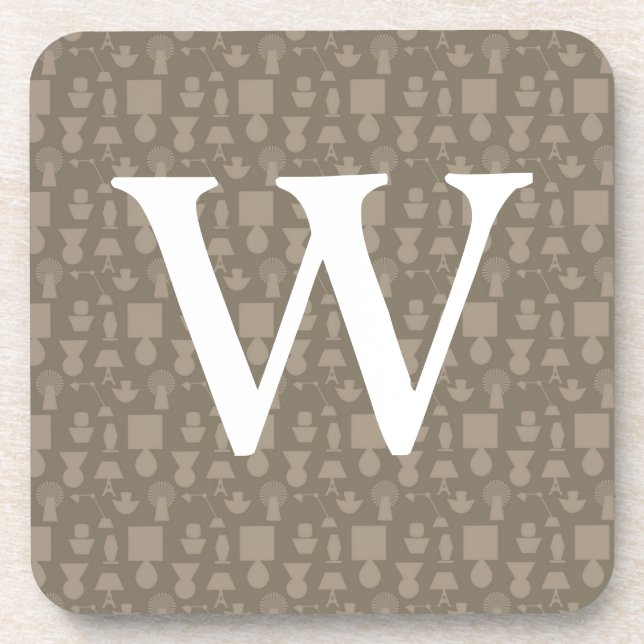Taupe Light mit benutzerdefiniertem Monogramm Untersetzer (Vorderseite)