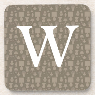Taupe Light mit individuellem Monogramm Untersetzer