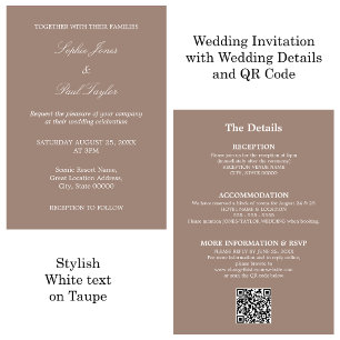 Taupe Mariage QR Code RSVP Invitation
