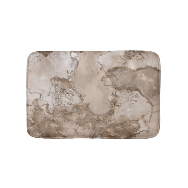 Taupe Marmor und Gold abstrakt Badematte (Vorderseite)