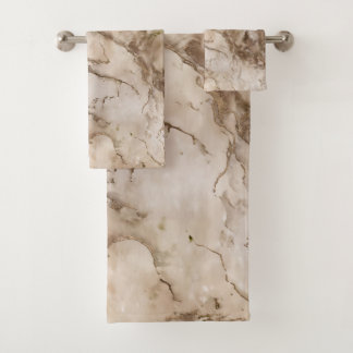 Taupe Marmor und Gold abstrakt Badhandtuch Set
