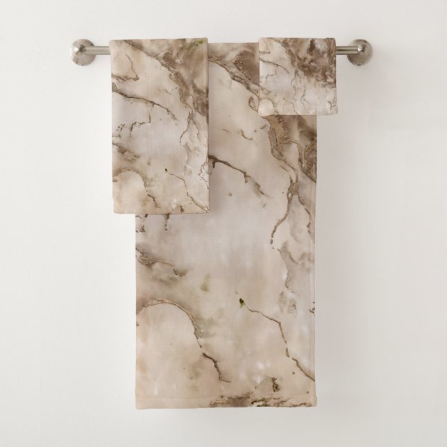 Taupe Marmor und Gold abstrakt Badhandtuch Set (Insitu)