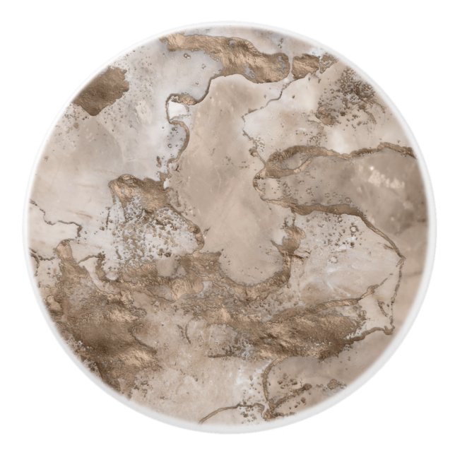 Taupe Marmor und Gold abstrakt Keramikknauf (Vorderseite)