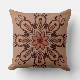 Taupe/ Melon Mandala Coussin réversible