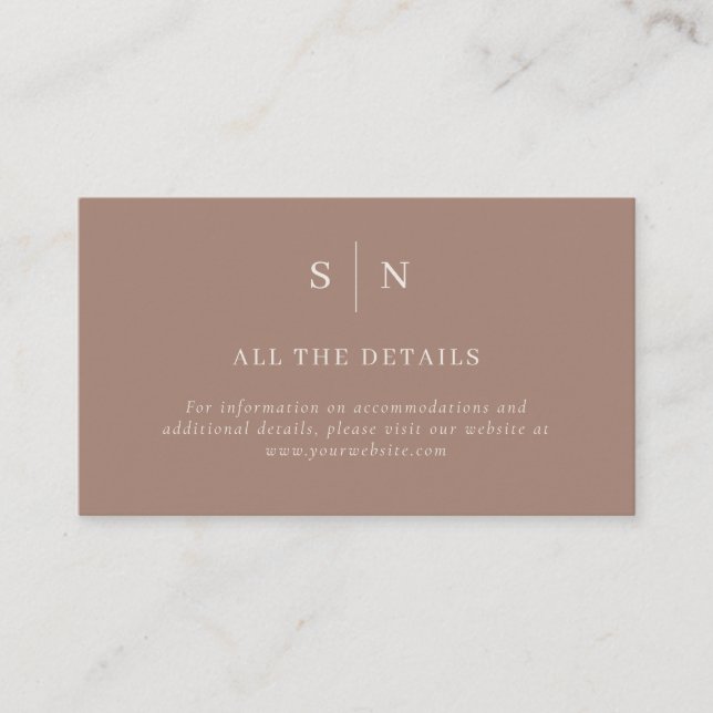 Taupe Minimal and Chic | Wedding Details Begleitkarte (Vorderseite)
