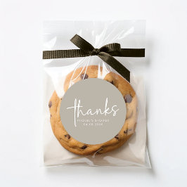 Taupe Minimal Script Brautparty Bevorzugung Sticke Runder Aufkleber