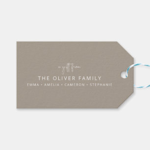 Taupe minimale Personalisierte Geschenke aus Famil Geschenkanhänger