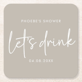 Taupe Minimalistisch Script Brautparty Untersetzer