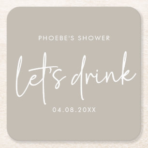 Taupe Minimalistisch Script Brautparty Untersetzer
