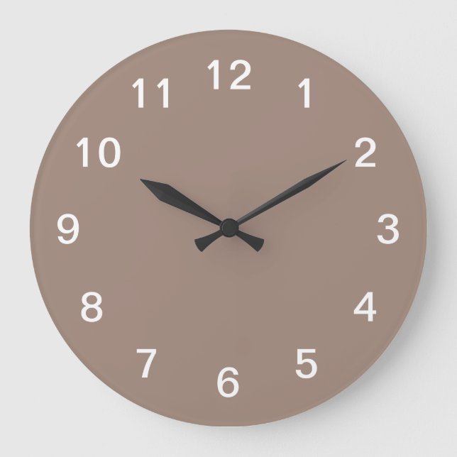 Taupe Minimalistische Acrylwand Große Wanduhr (Vorderseite)